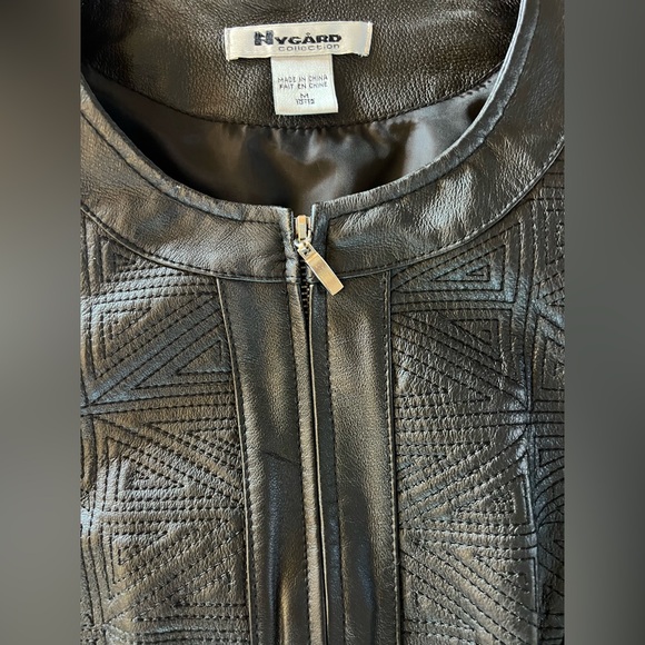 Nygard Collection Geometirc Embroidered Leather Jacket - Picture 6 of 11